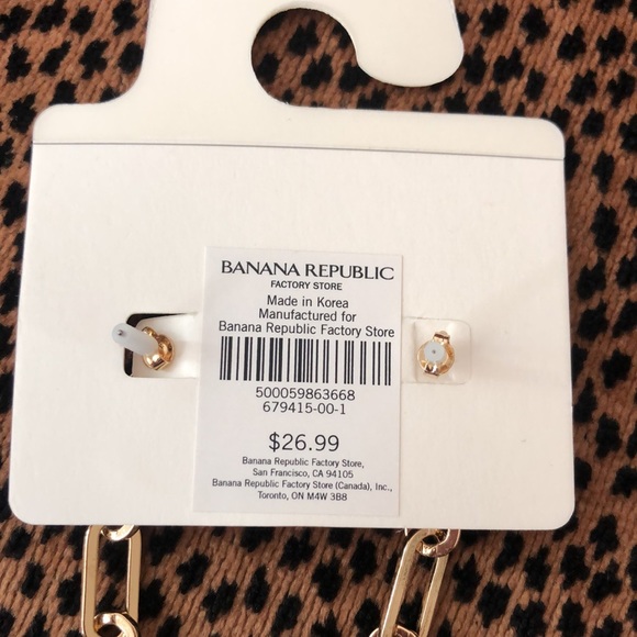 Drop Chain Gold Stud Earrings NWT - Picture 2 of 3